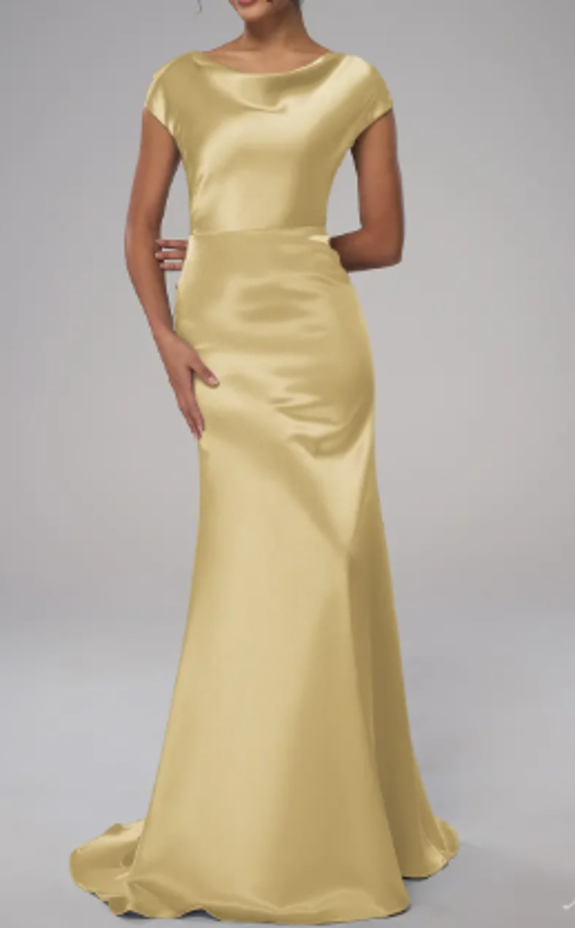 AW BRIDAL 8 M light gold Louie formal party bridesmaid party maxi dress NEW b33